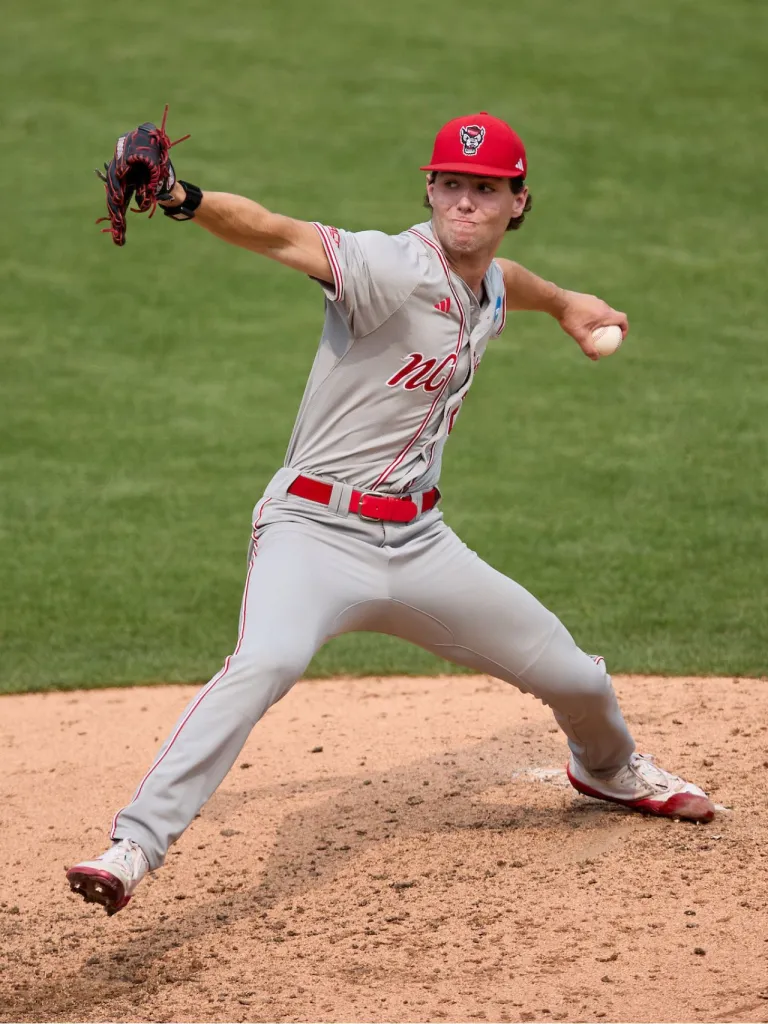 Baseball Scholarship Competition in America NC State college baseball pitcher during a game in America