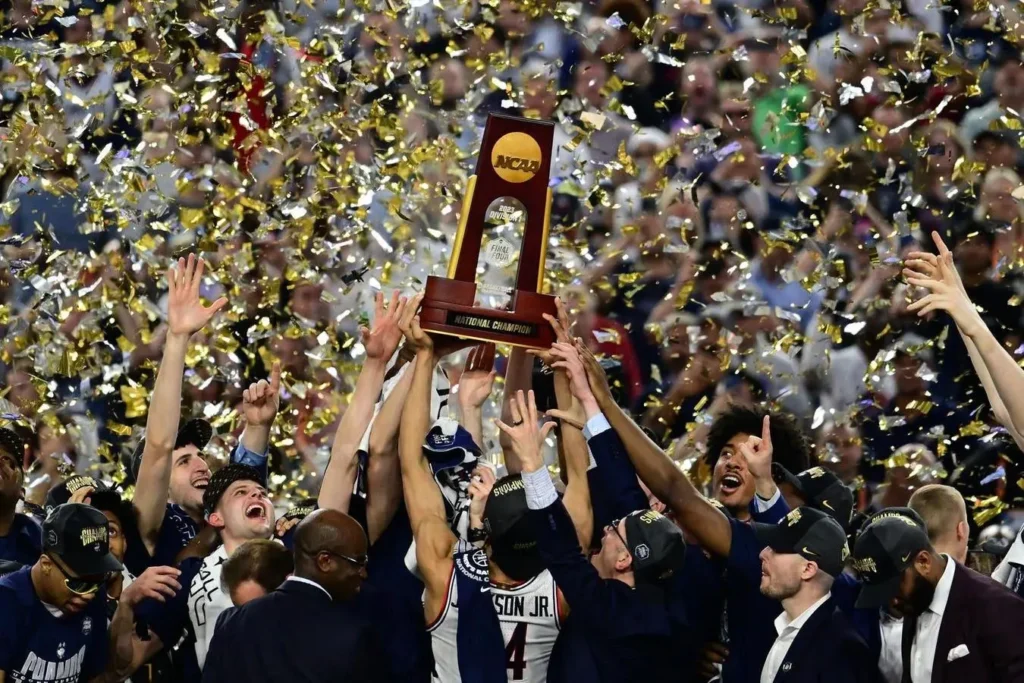 NCAA-kampioen viert het winnen van het nationale kampioenschap